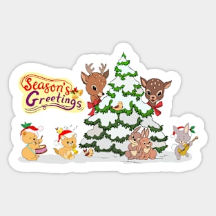 Season’s Greetings! Animal Friends Sticker